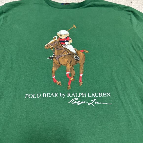 NWOT Polo Bear Ralph Lauren Crewneck T-Shirt Green XS Preppy Horse Equestrian - Picture 2 of 8